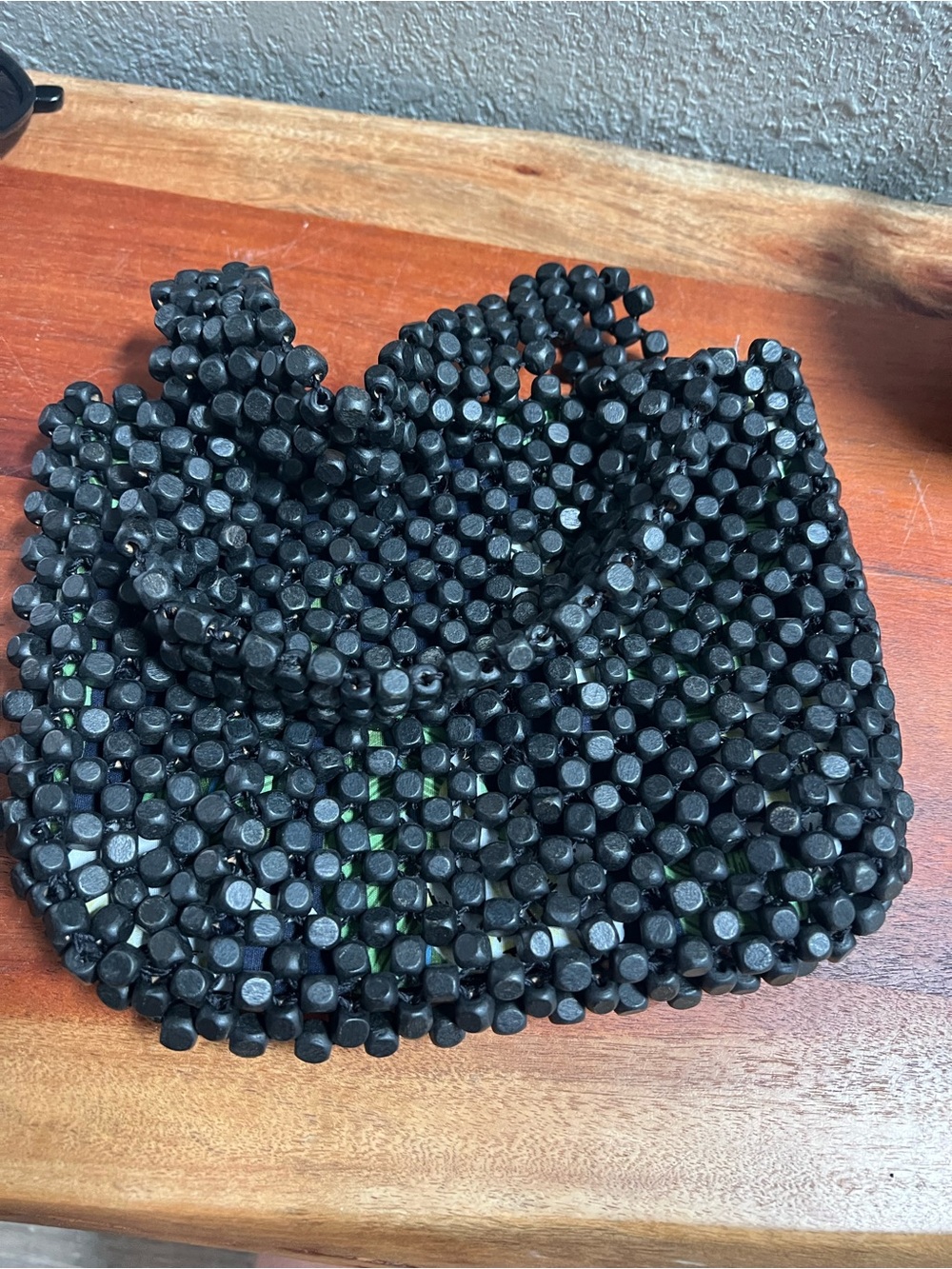 Beaded Black Tote Bag - Womens Fashion Handbag - Picture 4 of 5